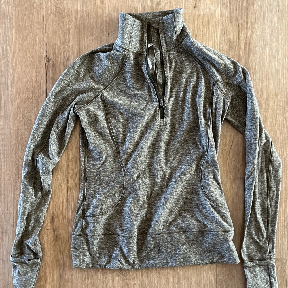 Lululemon pullover. Good condition. Worn rarely. Olive green. Super soft.